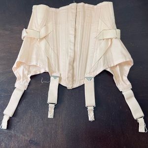 v RARE VTG  24” Corset Waist Cincher Waspie Suspender Garter Belt Patented 1939